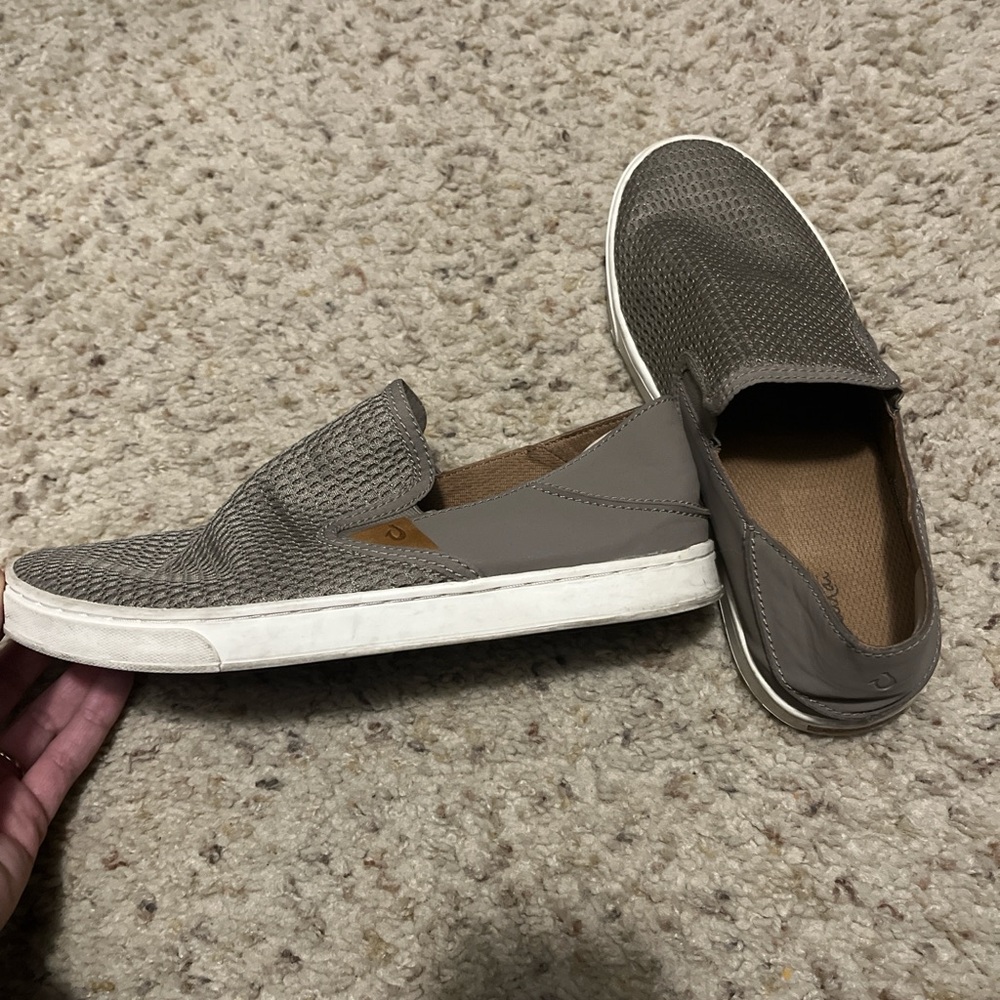 OluKai Women's Taupe Slip-On Sneakers